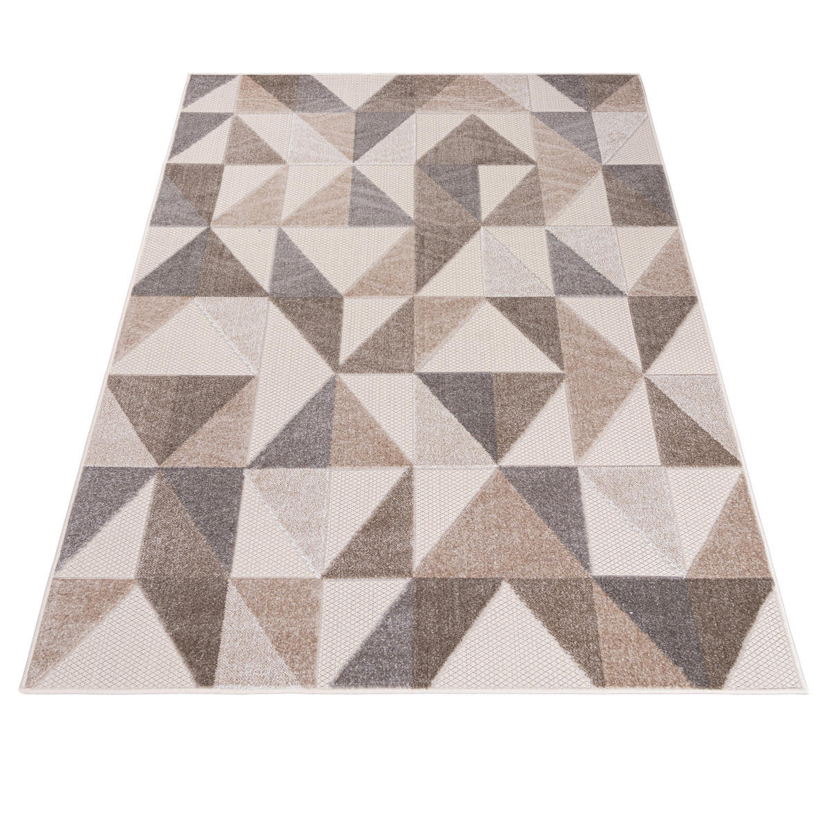 TEPPICH Outdoor Beige Bunte Geometrisch Kurzflor Rechteckige - 160x230 cm - Ecru, Textil (160/230cm) - Mazovia