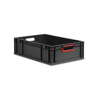 EUROBOX NextGen Color 17x40x60 cm 34 Liter Griffe rot offen, Schwarz - Rot/Schwarz, Kunststoff (40/17/60cm) - PROREGAL