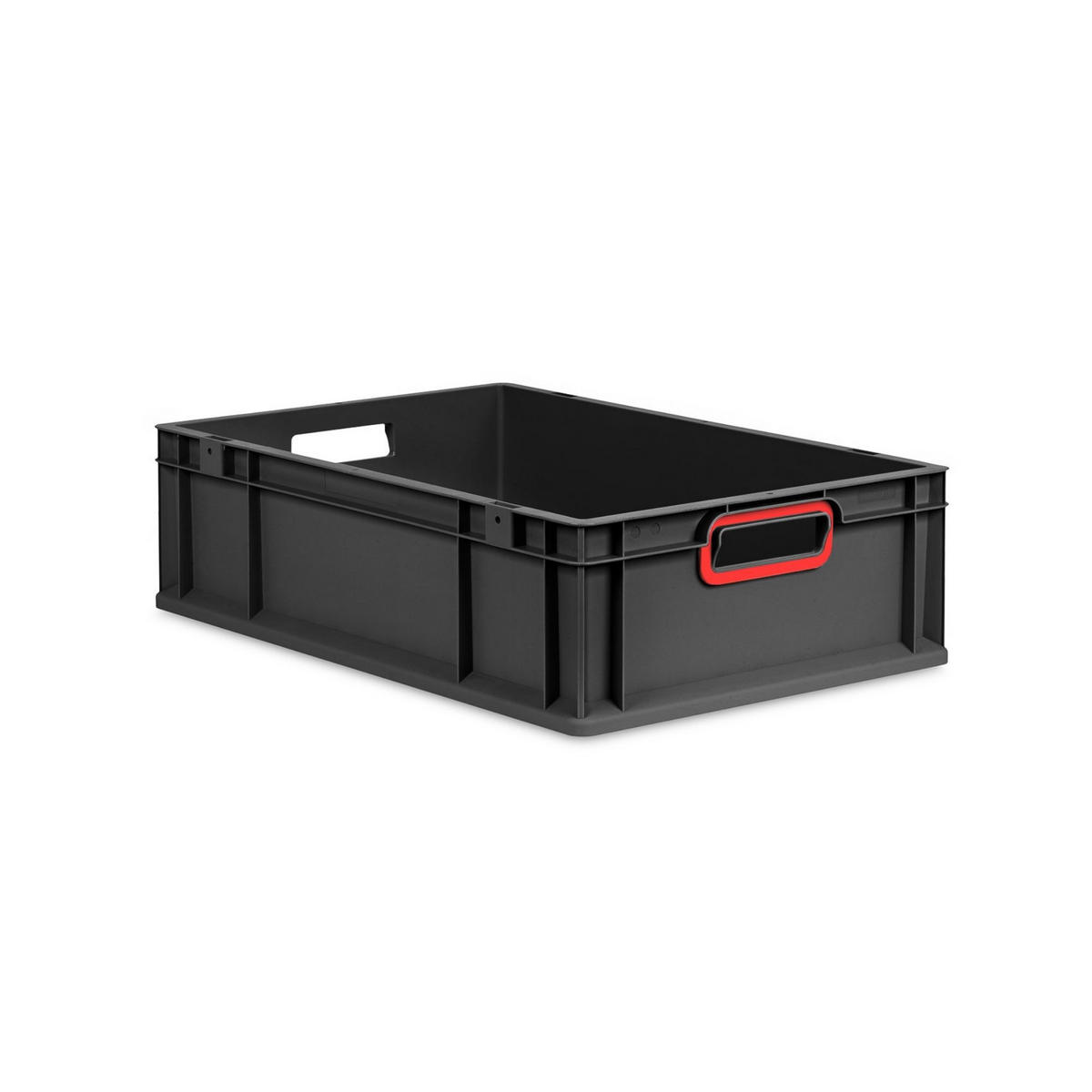 EUROBOX NextGen Color 17x40x60 cm 34 Liter Griffe rot offen, Schwarz - Rot/Schwarz, Kunststoff (40/17/60cm) - PROREGAL