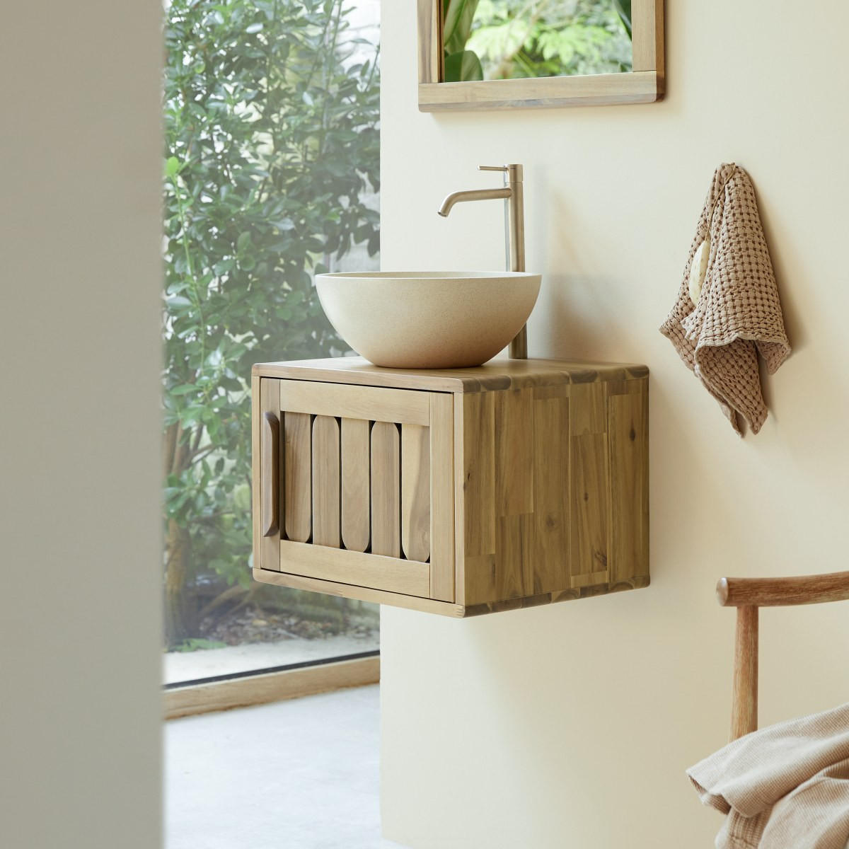 BADEZIMMERMÖBEL Lila Natur aus Akazie - Naturfarben, Holz (50/35/40cm) - Tikamoon