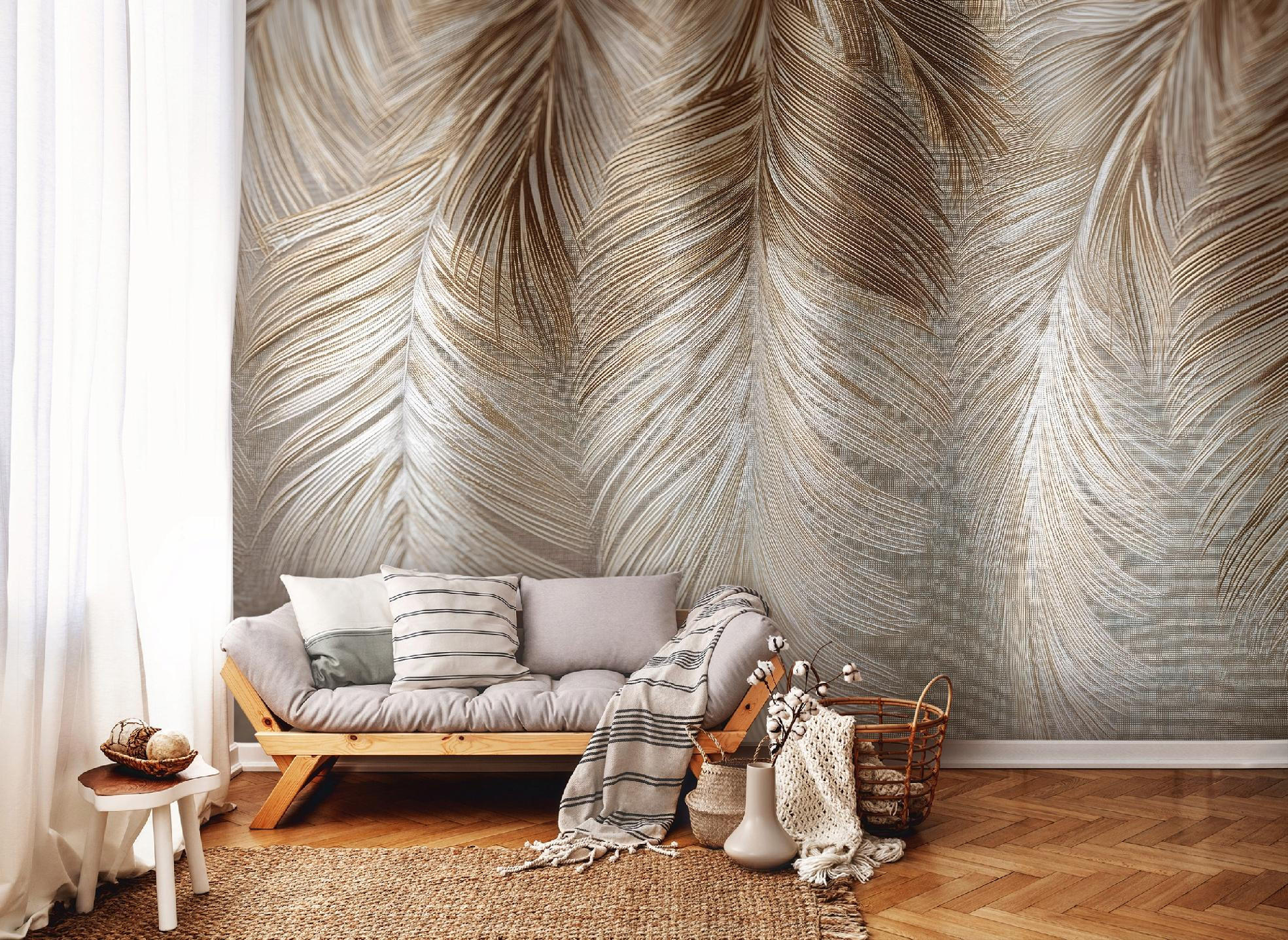 FOTOTAPETE Federn Abstrakt Braun 300x210 cm - Multicolor, Papier (300/210cm) - Wallarena