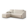 ECKSOFA MARELLO Creme Boucle-Stoff mit Schlaffunktion - Creme, Holz (220/143cm) - MASSENO