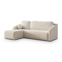 ECKSOFA MARELLO Creme Boucle-Stoff mit Schlaffunktion - Creme, Holz (220/143cm) - MASSENO