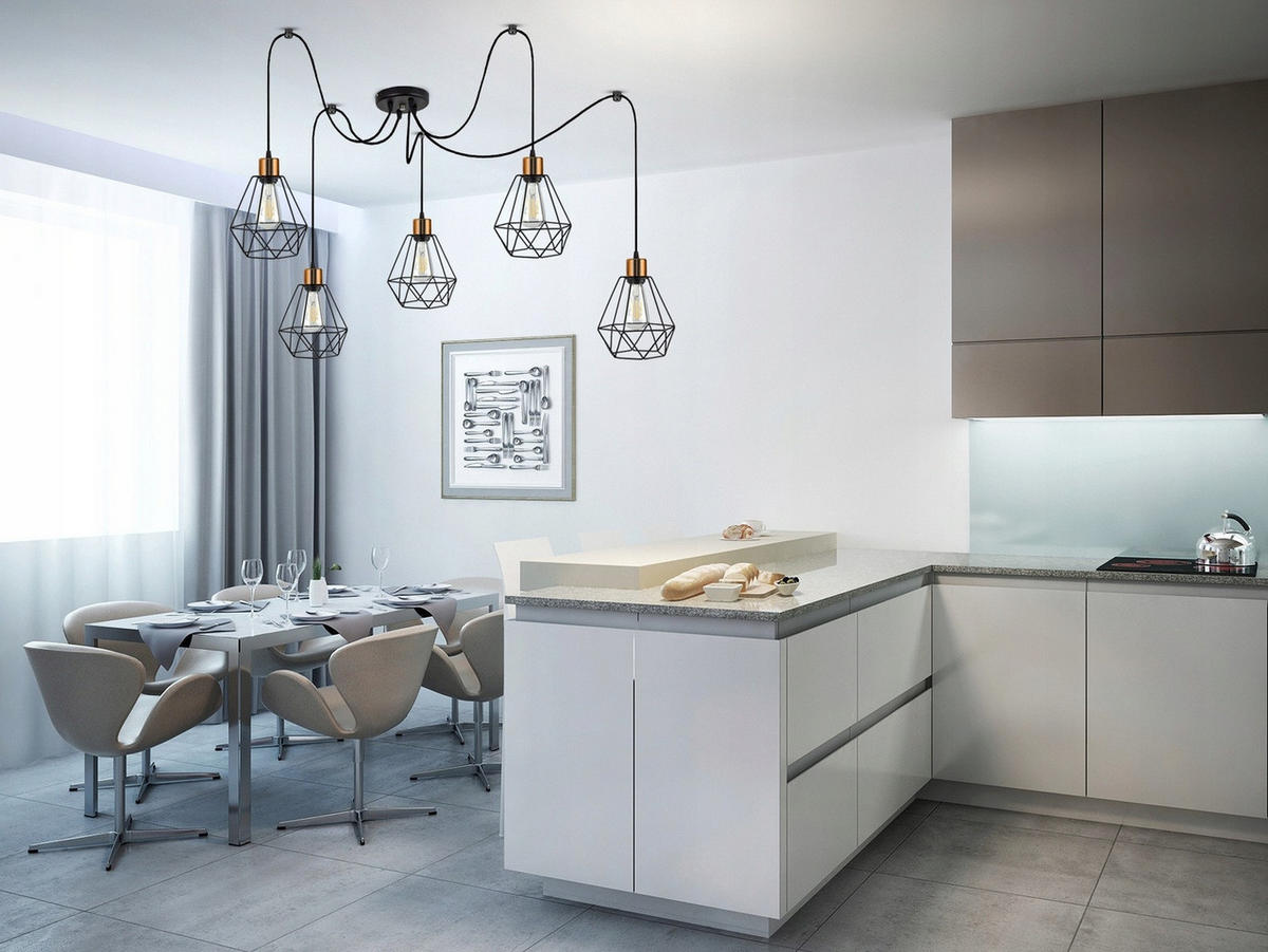 PENDELLEUCHTE EDISON - Goldfarben/Schwarz, Metall (20/20/150cm) - kiki design
