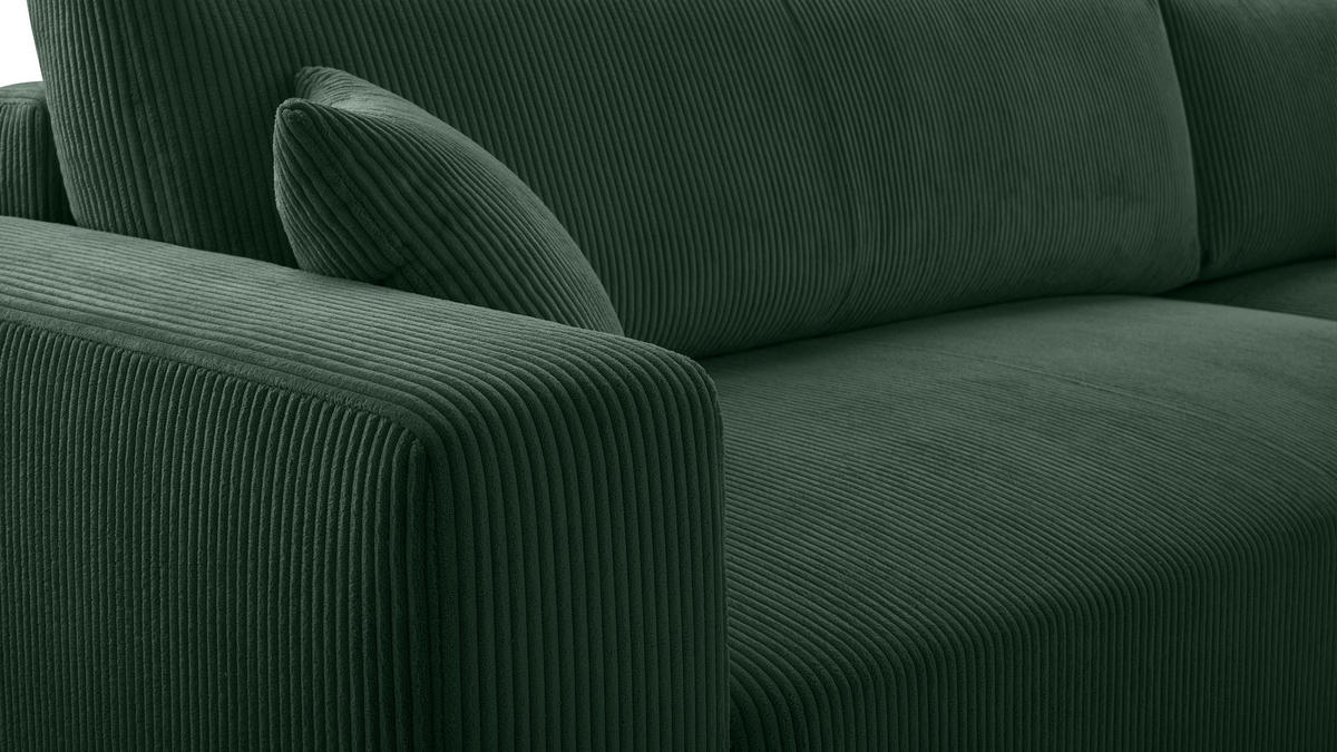 ECKSOFA L Form Catea Dunkelgrün 279/145/84 cm Rechts mit Schlaffunktion - Schwarz/Grün, Kunststoff/Textil (279/145cm) - AX Living