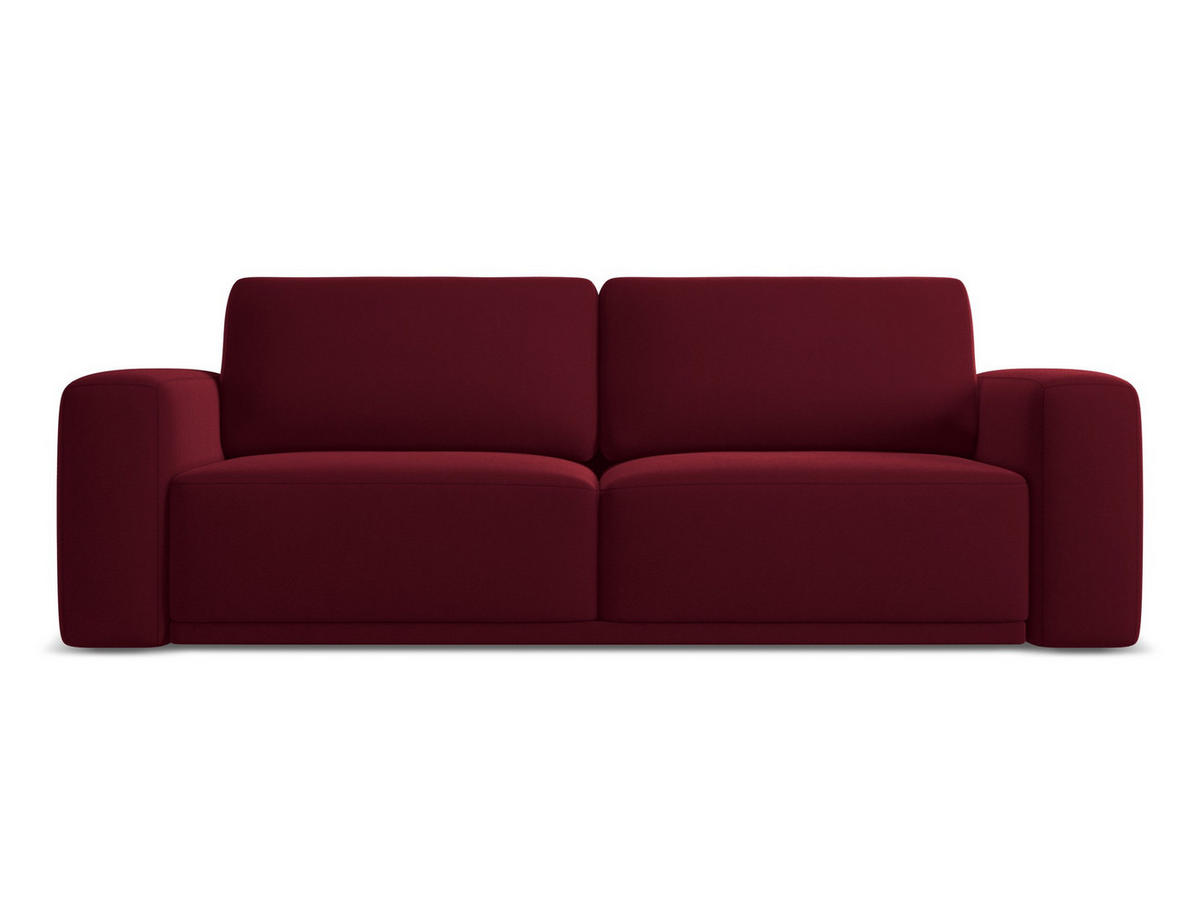 3-SITZER SOFA mit Schlaffunktion Samt Stoff Rot - Bordeaux/Rot, Kunststoff/Textil (242/91/100cm) - Makamii