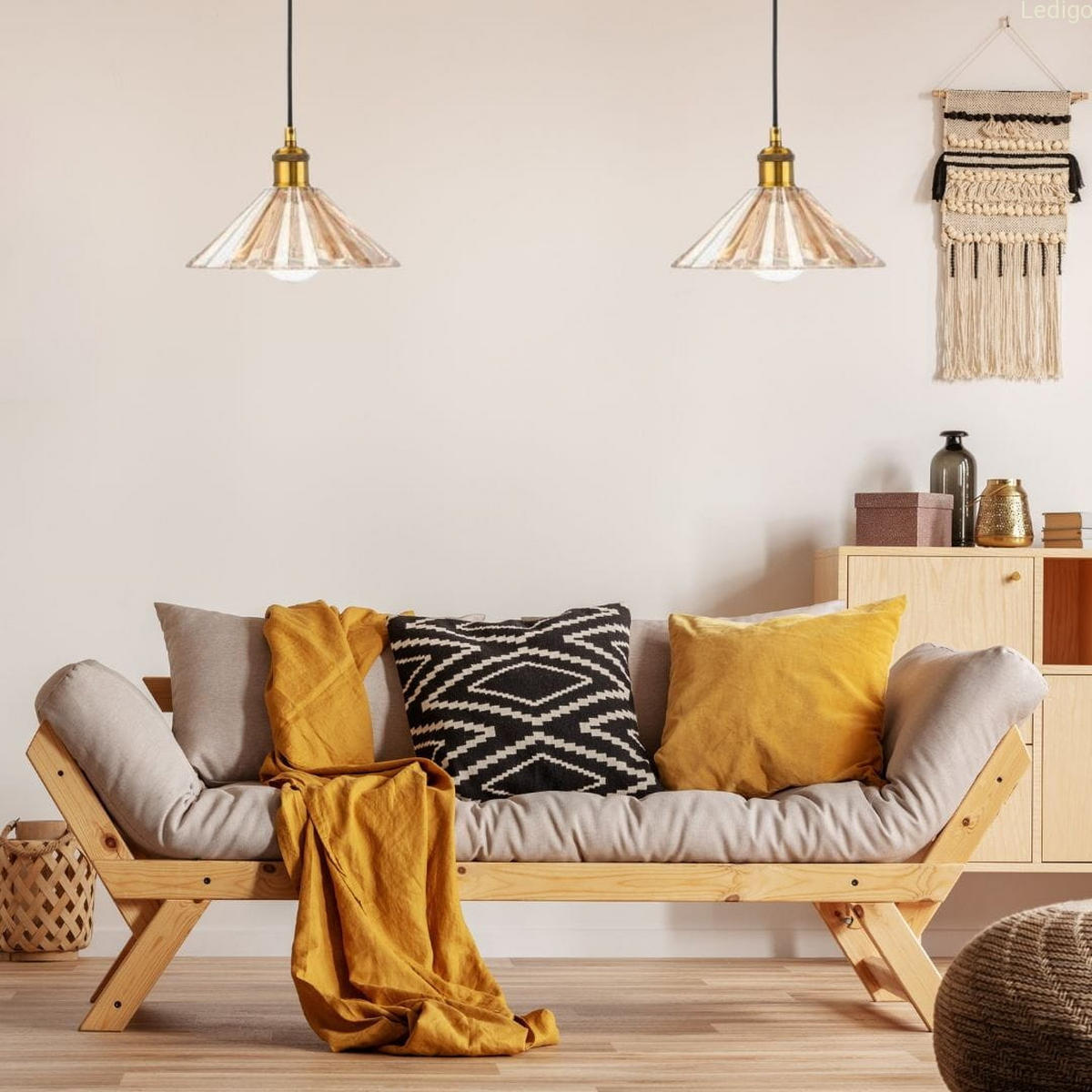 PENDELLEUCHTE Paris - Goldfarben/Schwarz, Glas/Metall (25/25/106cm) - kiki design