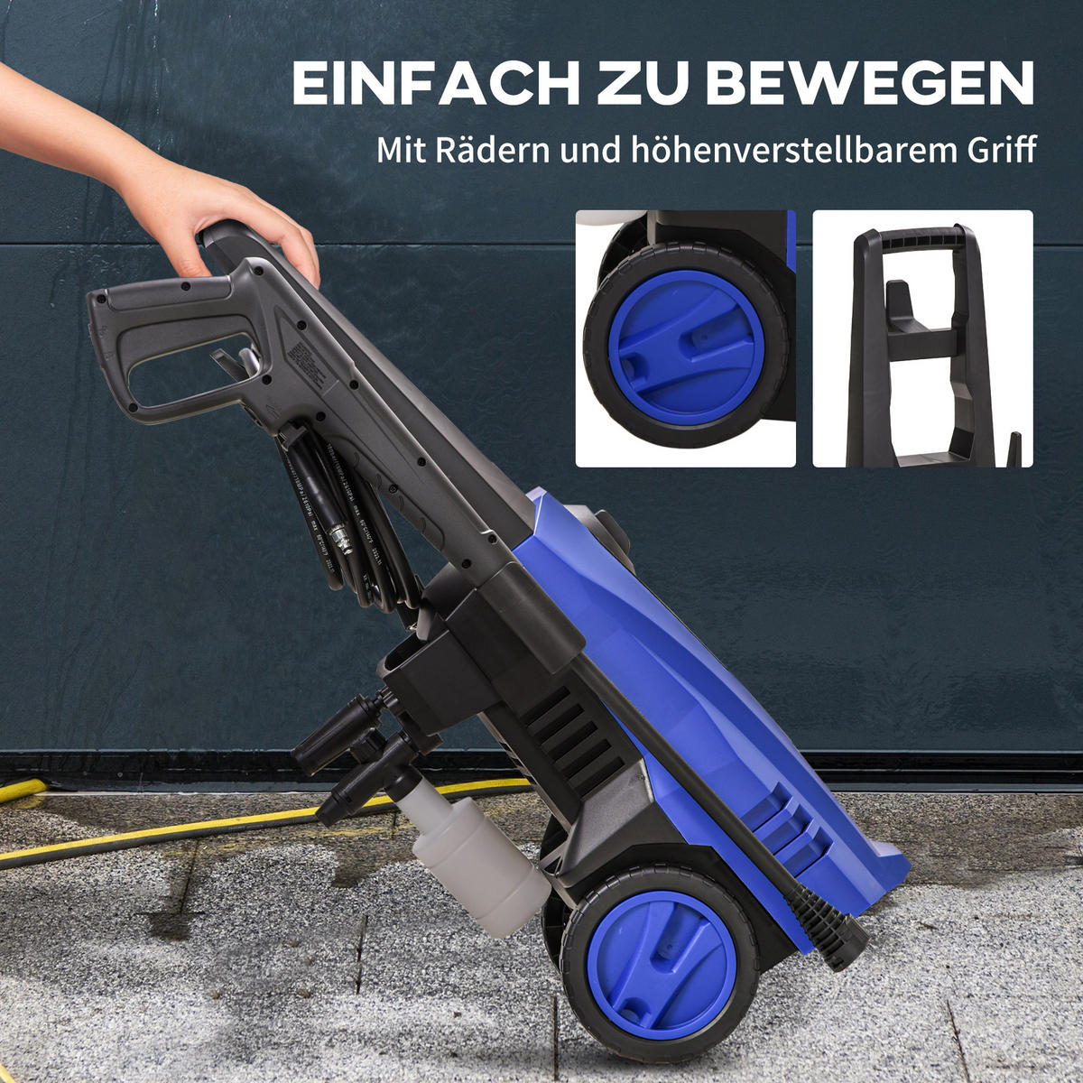 HOCHDRUCKREINIGER mit 6 m Hochdruckschlauch, max. Wassermenge: 510 l/h, für Garten, Blau - Blau, Kunststoff (27/78/35cm) - DURHAND