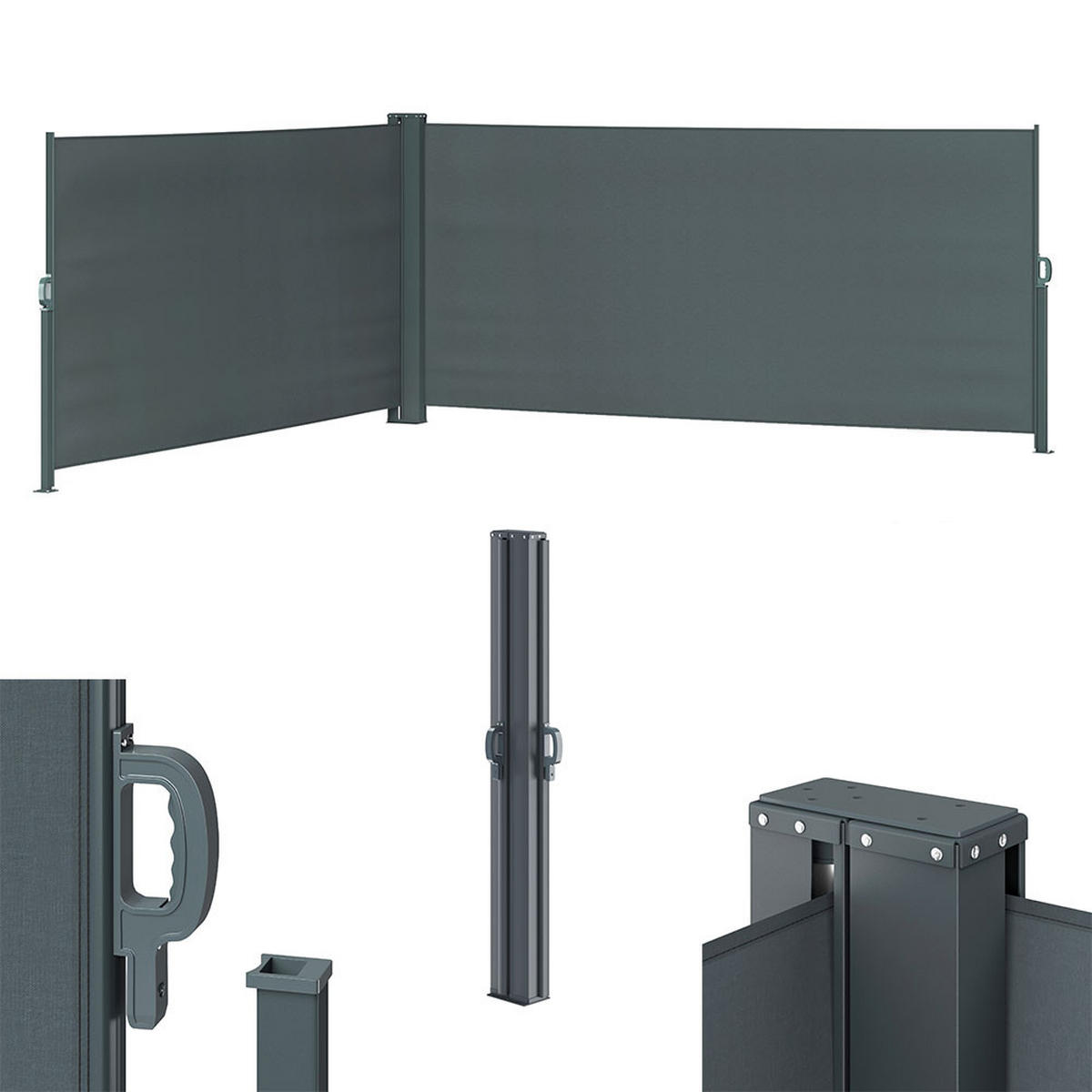 SEITENMARKISE Anthrazit 300 x 160 cm - Anthrazit, Metall (300/160/5cm) - OK-Living
