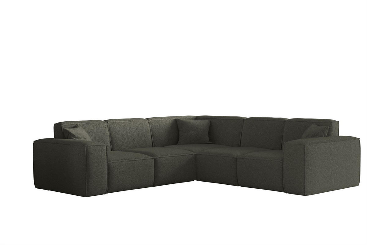 ECKSOFA Univ Celes Premium Ascot Bukla - Jadegrün, Holzwerkstoff/Textil (246/246cm) - Fun Möbel