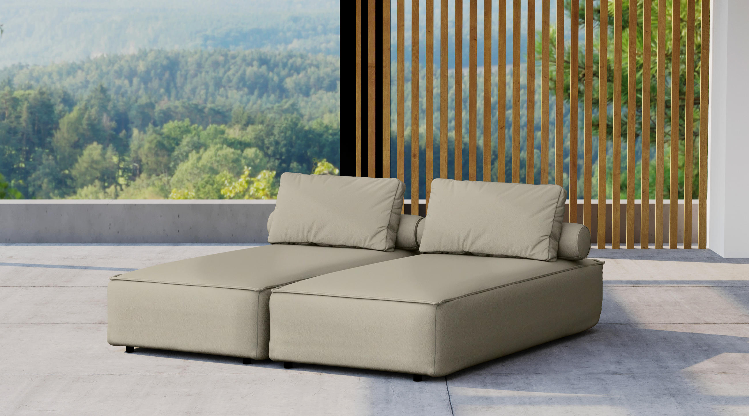 GARTENCHAISELONGUE Doppelter MALIBU Dunkelbeige - Beige, Holz (180/73/194cm) - Kaiser Möbel