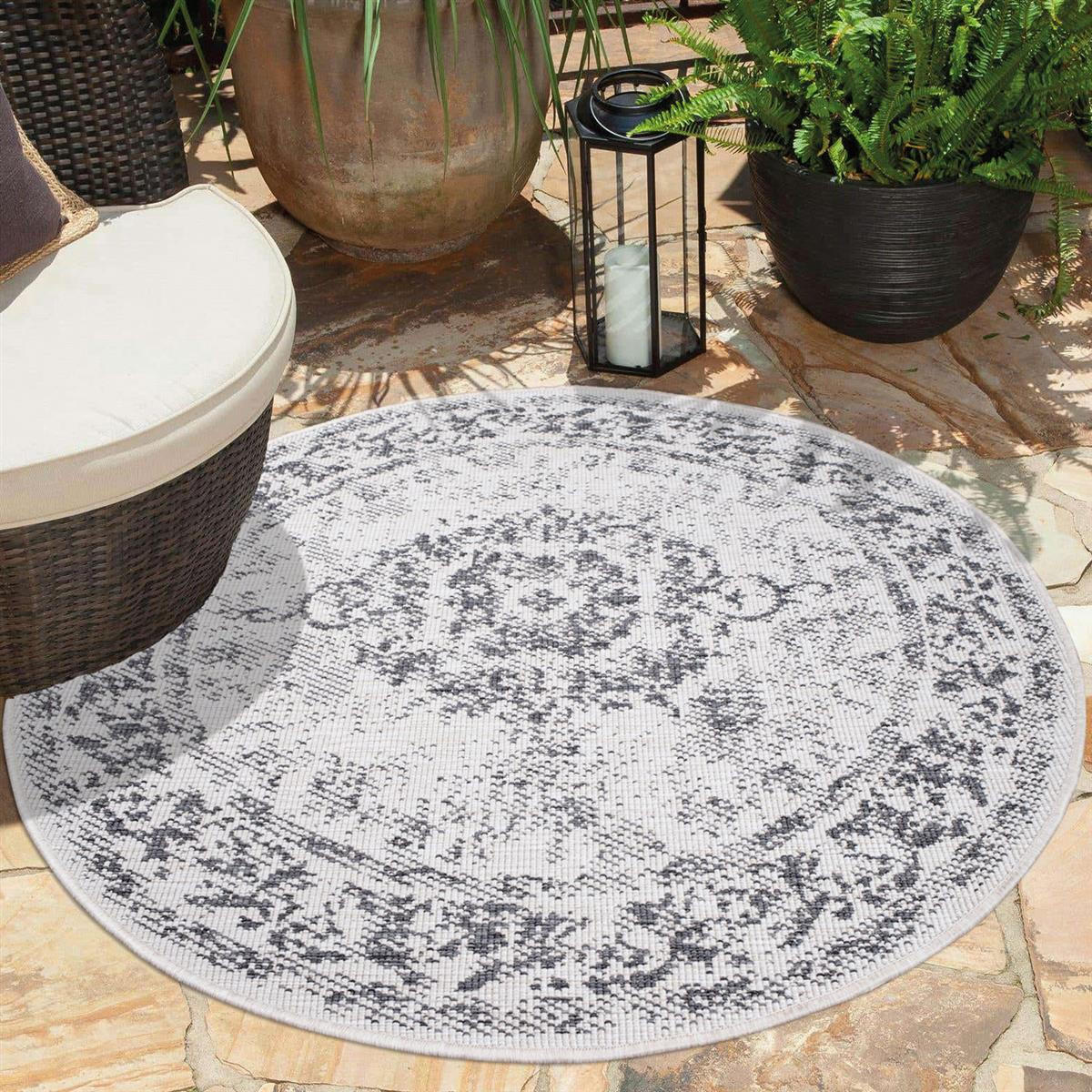 OUTDOOR-TEPPICH DuoRug 5577 Grau 120x120 cm - Grau, Textil (120/120cm) - carpet city