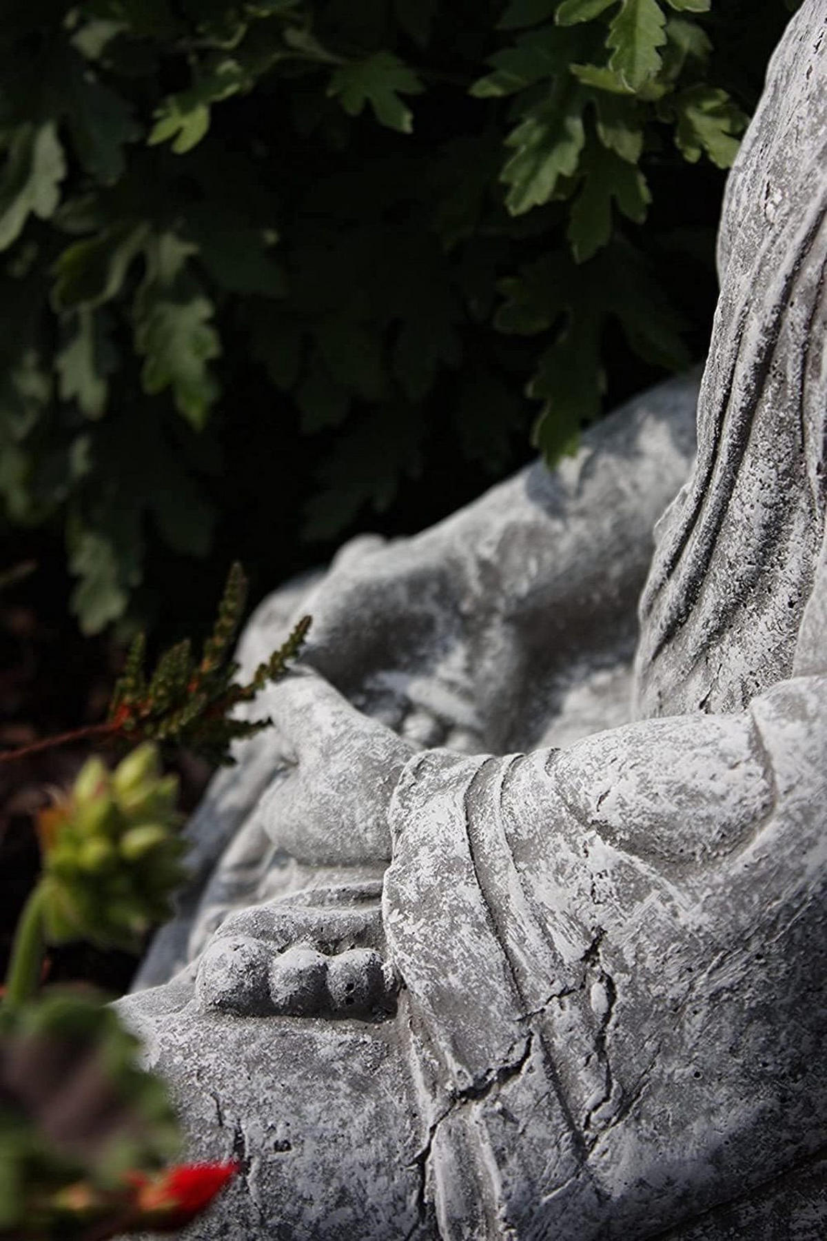 STEINFIGUR großer Buddha Shiva, Frostfest, massiver Steinguss - Grau, Stein (25/38/18cm) - stoneandstyle