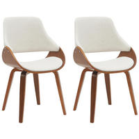 ESSZIMMERSTUHL 2er Set Stoff Walnuss/Creme - Walnussfarben/Creme, Holz/Textil (52/86/54cm) - CLP
