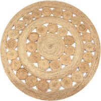 HANDWEBTEPPICH Rund 120 cm aus Geflochtene Jute Natur - Naturfarben, Textil (120/120cm) - vidaXL