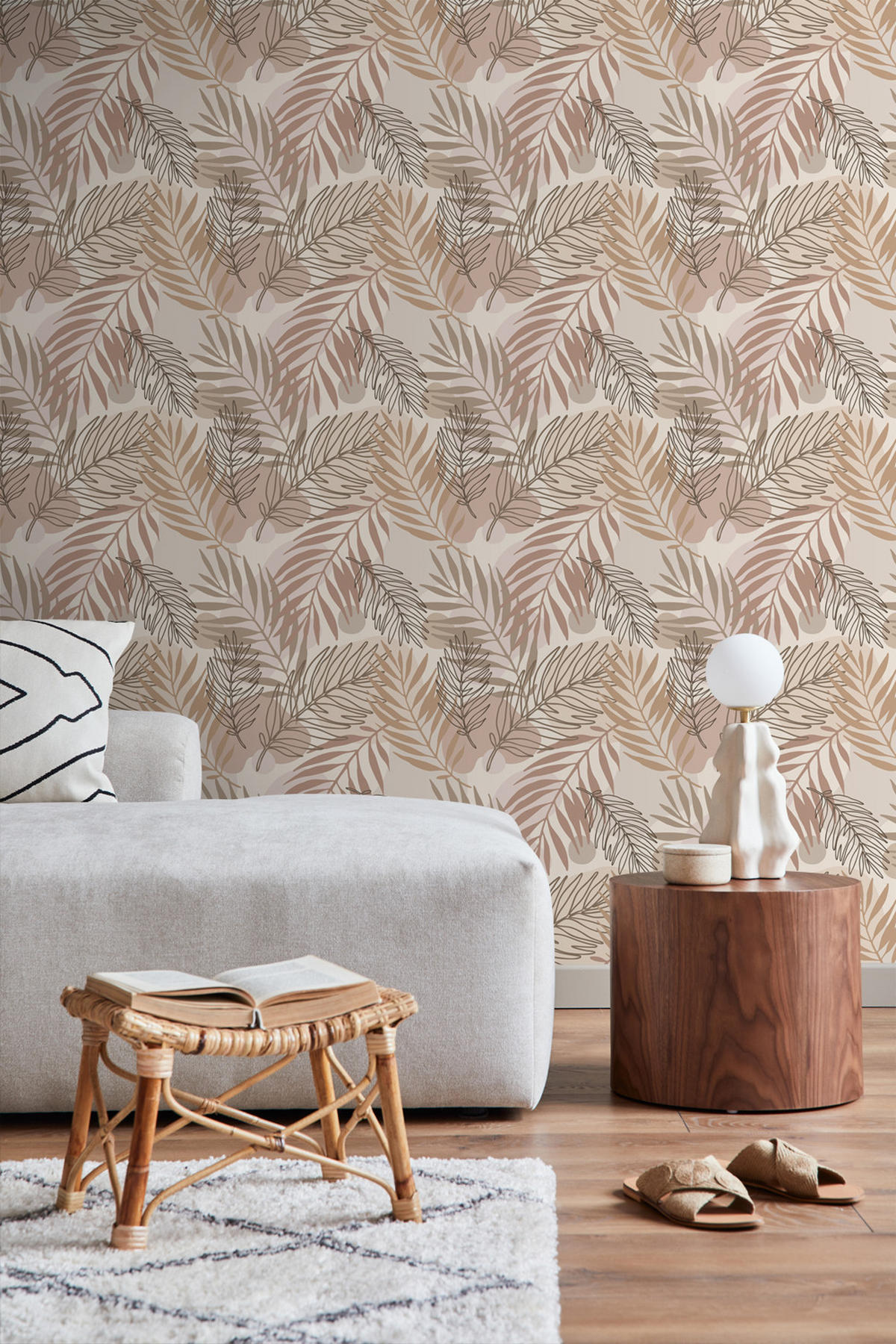 TAPETE Blätter 50 x 900 cm - Beige, Papier (50/900cm) - ESTAhome