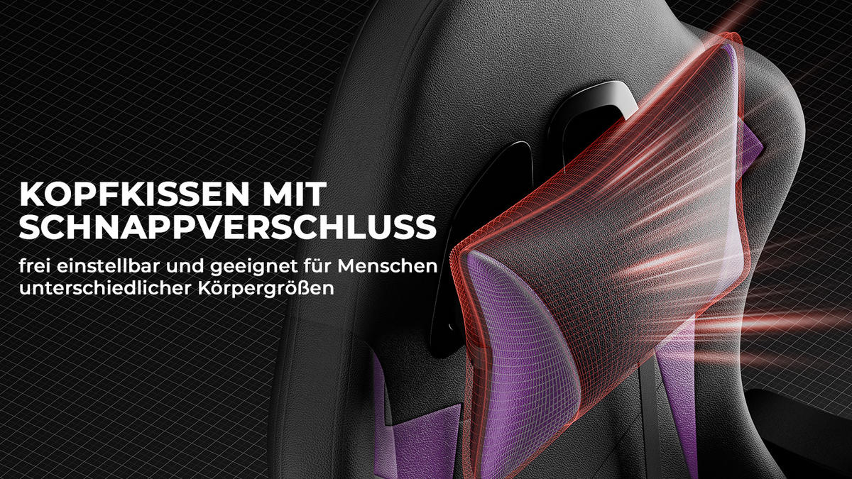 GAMINGSTUHL Schwarzviolett 58,5/63/120,5 cm - Lila, Metall (58.5/120.5/63cm) - PANGIVO