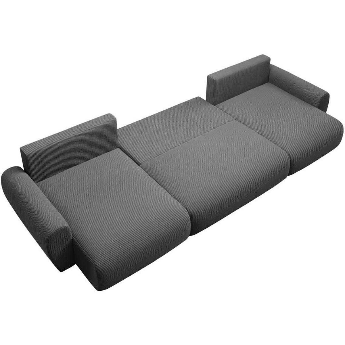 WOHNLANDSCHAFT mit Schlaffunktion Poss U dunkelgrau - Dunkelgrau, Textil (395/70/153cm) - Beautysofa