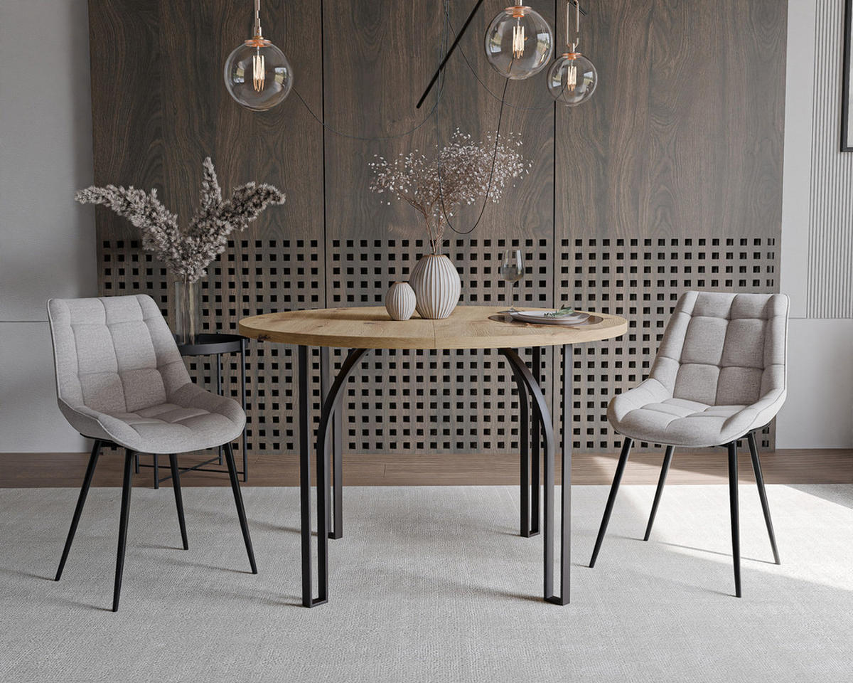 AUSZIEHTISCH ASTRO 100/76 cm, Schwarz / Artisan - Schwarz/Eiche Artisan, Holzwerkstoff/Metall (100/100/76cm) - Idohome