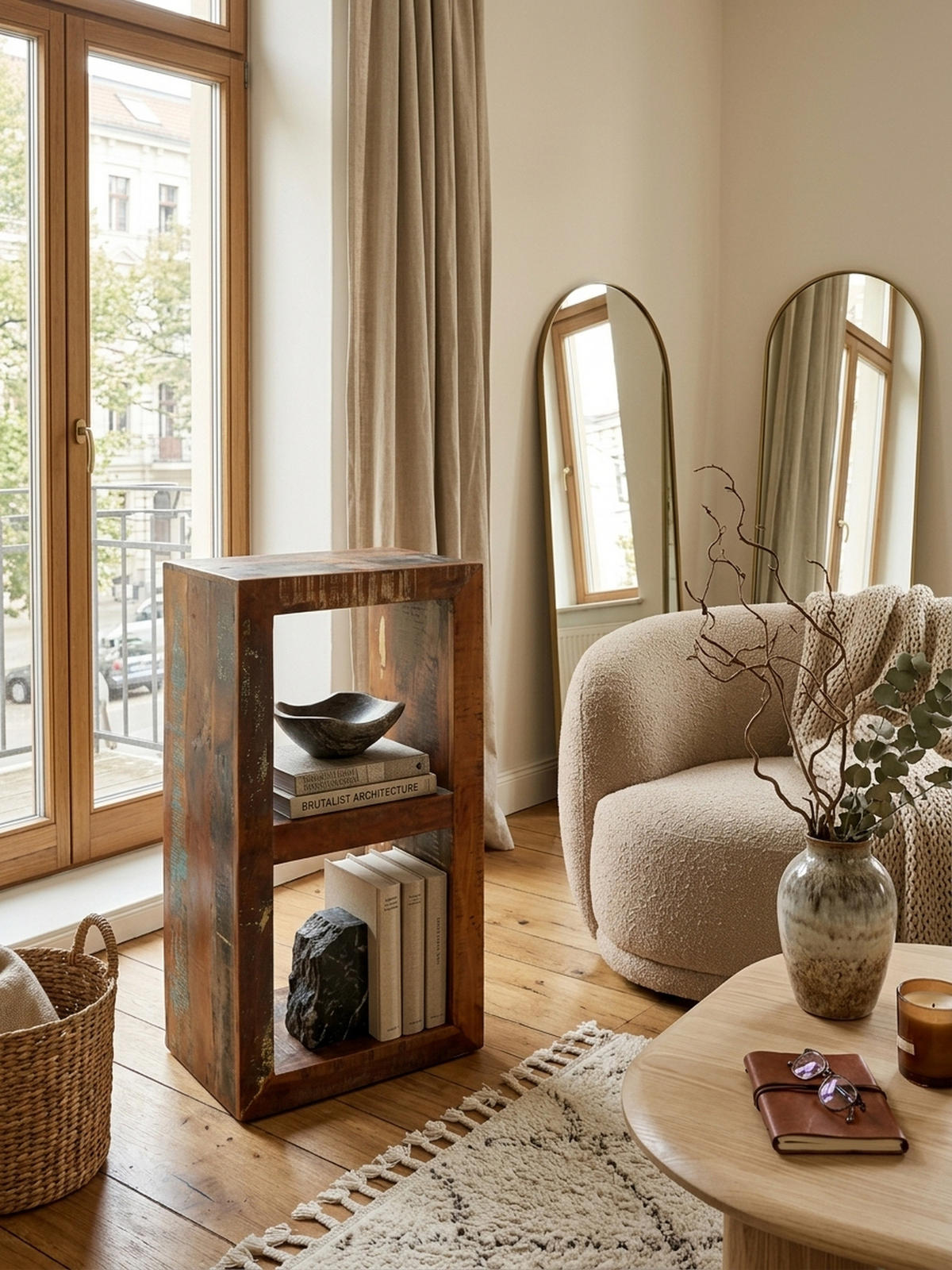 REGAL Massivholz Mango Cubeform Vintage EWA, Braun 45x35x90 cm - Braun, Holz (45/90/35cm) - KADIMA DESIGN