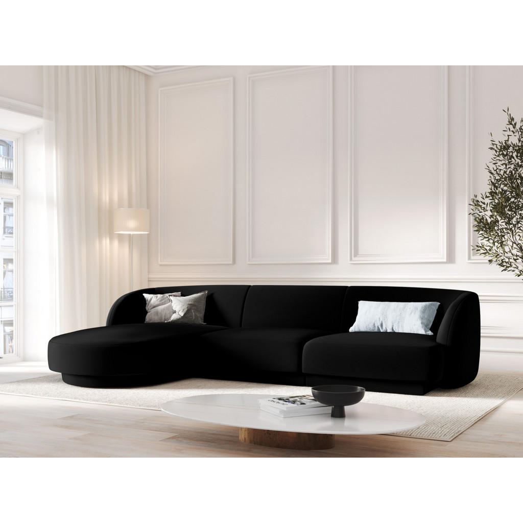 Thumbnail - Micadoni Ecksofa, Schwarz, Textil, 4-Sitzer, L-Form, 255x156 cm, Hergestellt in Europa, Oeko-Tex®, Wohnzimmer, Sofas & C...