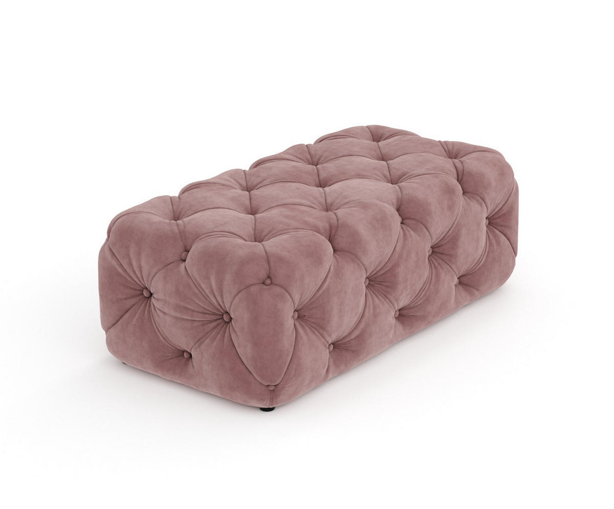 POUF Cosimo Rosa Samtstoff - Schwarz/Rosa, Holz/Holzwerkstoff (130/39/65cm) - Maison de Reve