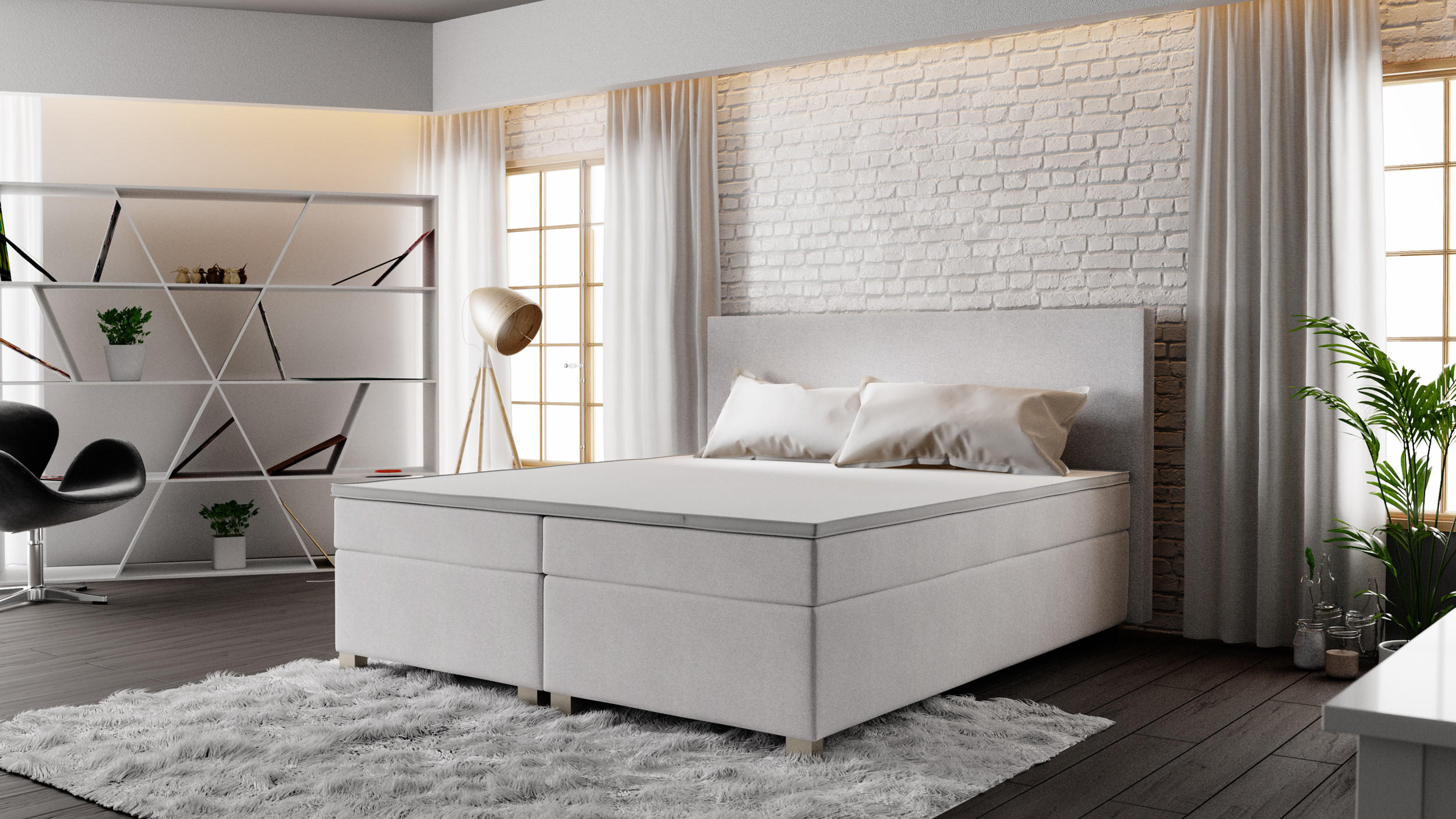 BOXBETT SIMPLE mit Matratze H3, Bonell und Topper 140x200 COSMIC 10 - Beige, Textil (140/200cm) - Bedante