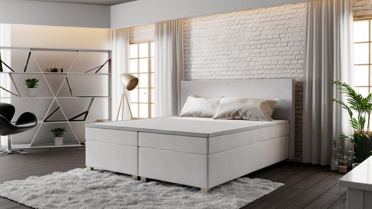 BOXBETT SIMPLE mit Matratze H3, Bonell und Topper 140x200 COSMIC 10 - Beige, Textil (140/200cm) - Bedante
