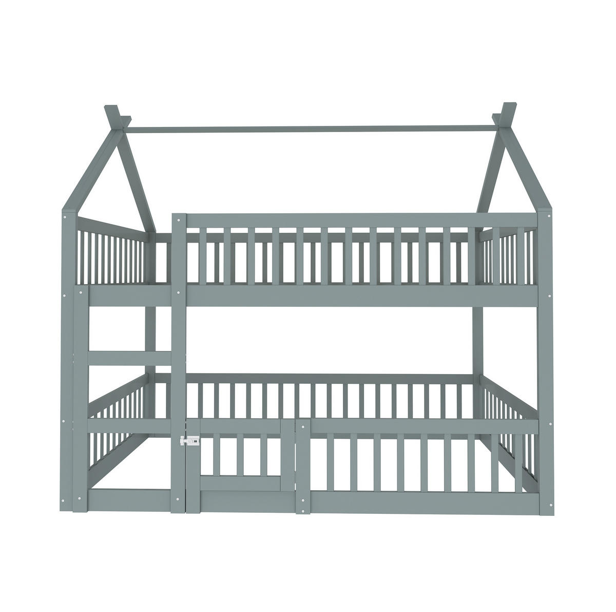 ETAGENBETT mit Treppe 140x200 cm Massivholz Grau - Grau, Holzwerkstoff (140/200cm) - Beauniv