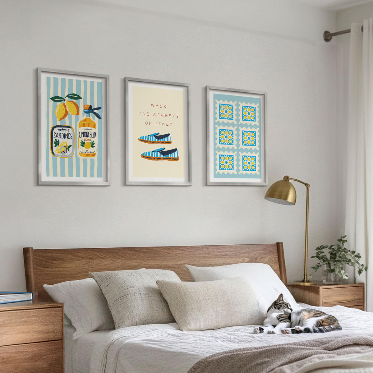 WANDBILDER 3er Set - 40x60 cm Silberner Rahmen - Früchte, Elemente der italienischen Kultur - Silberfarben, Kunststoff (40/60cm) - ArtPrintCave
