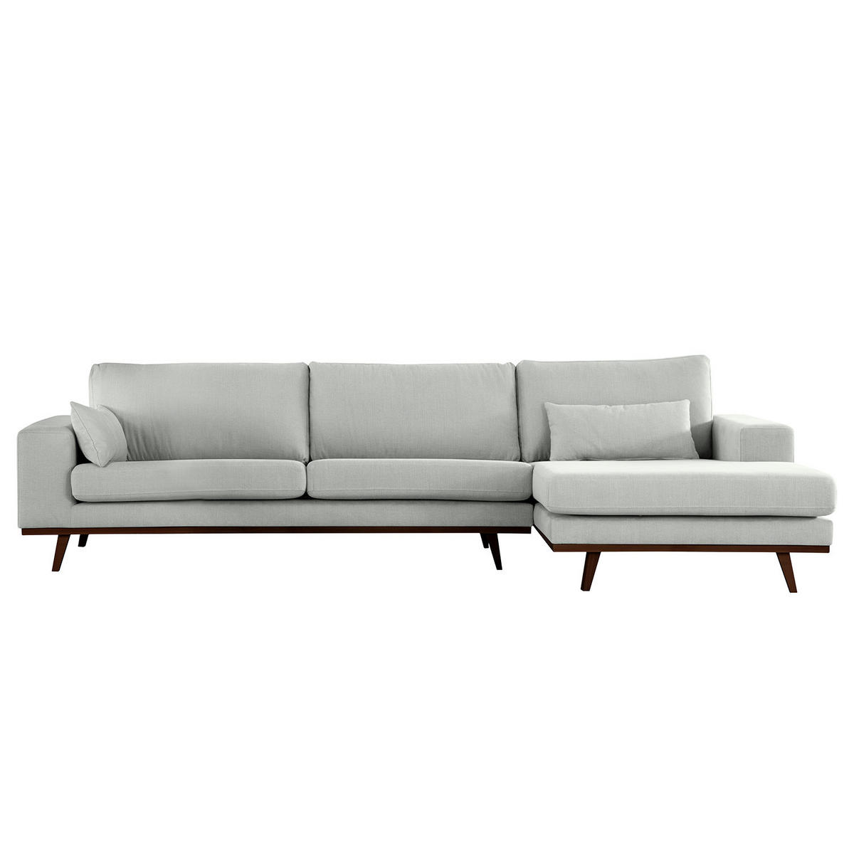 ECKSOFA mit Longchair - Buchefarben/Grau, Textil (281/153cm) - home24