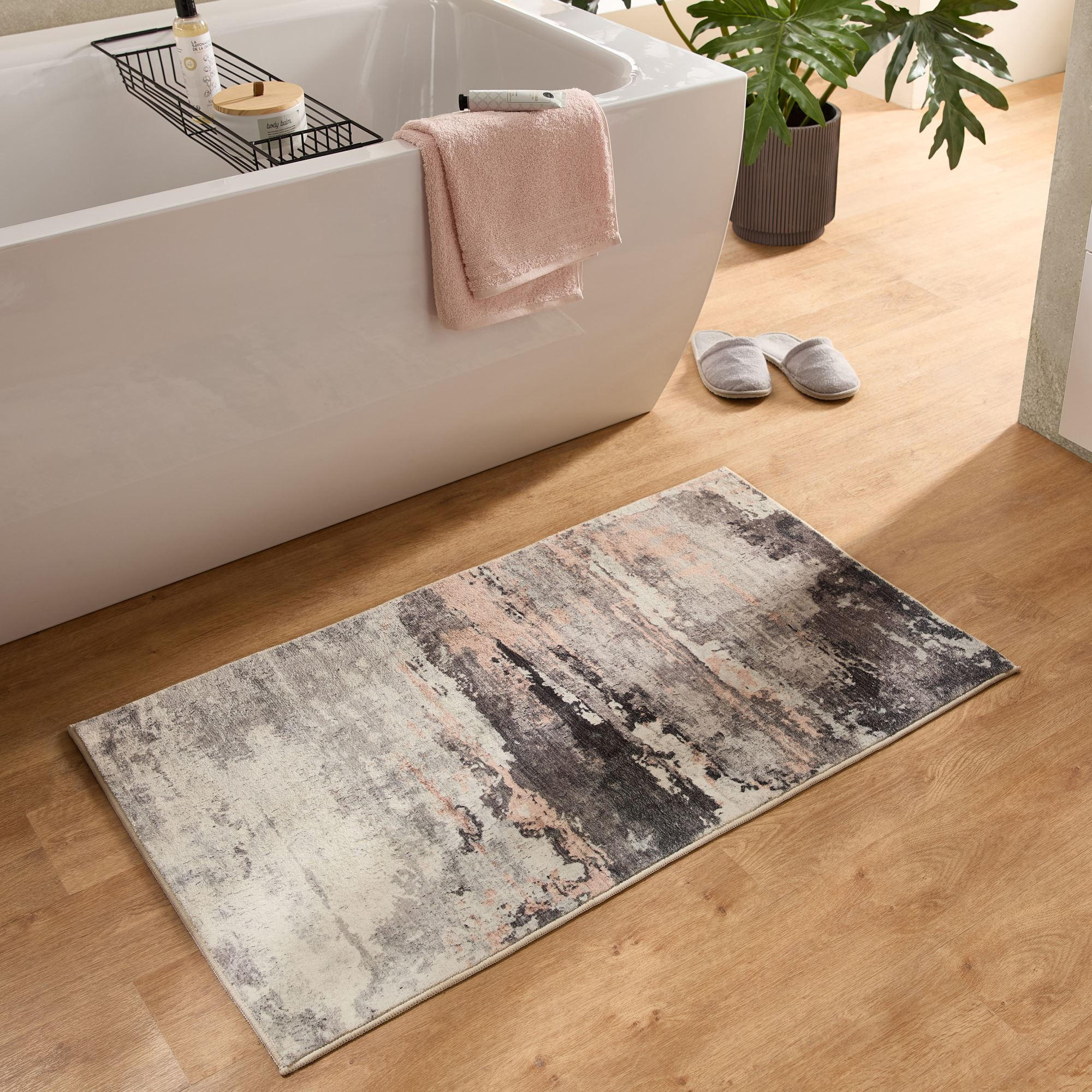 BADTEPPICH Ariella Grau 60x100 cm - Rosa, Textil (60/100cm) - Gino Falcone
