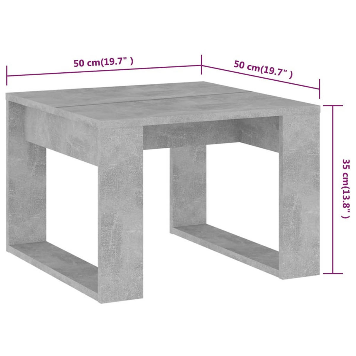BEISTELLTISCH Moderner 50/50/35 cm aus Holzwerkstoff Betongrau Quadratisch - Hellgrau/Grau, Holz (50/50/35cm) - vidaXL