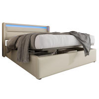 POLSTERBETT 140/200 cm Weiß aus PU mit LED-Beleuchtung und Bettkasten - Weiß, Kunststoff (140/200cm) - OKMYHOME