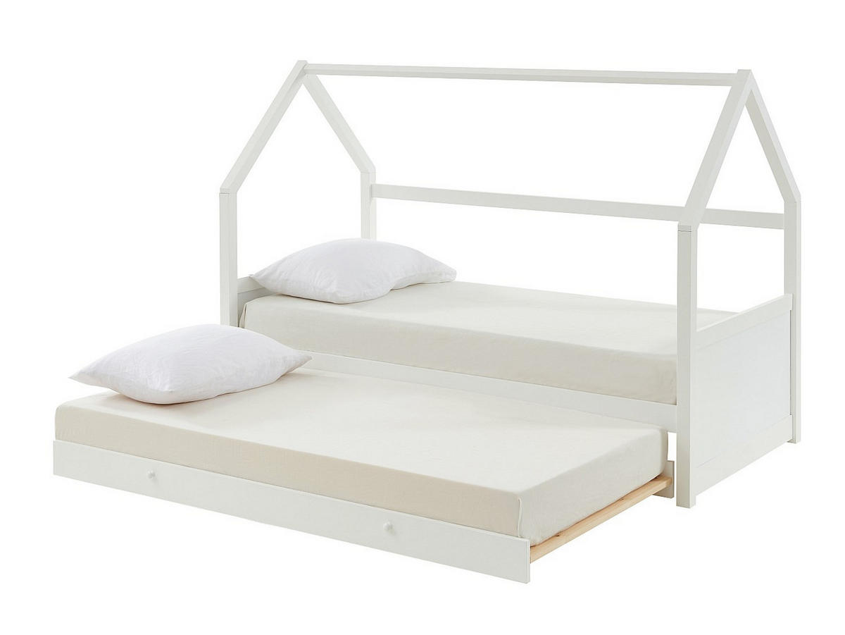 HAUSBETT - 1 Person - Holz, Platte - Weiß - - Weiß, Holz (90/190cm) - Vente-Unique