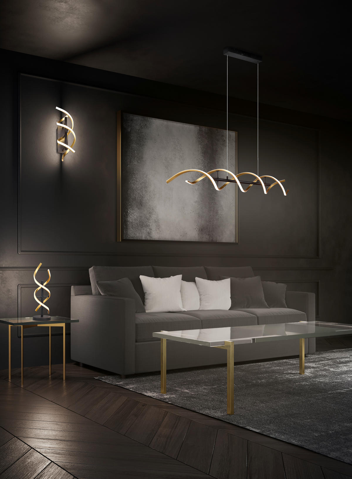 TISCHLAMPE SEQUENCE - Gold - 16/16/48.5 cm - Goldfarben, Kunststoff (16/16/48.5cm) - Trio Leuchten