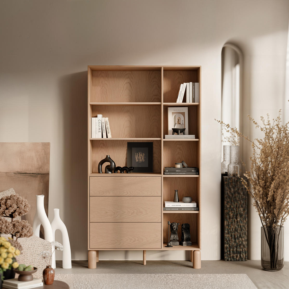 BÜCHERREGAL SENA 110 cm Eiche Bookmatch - Eichefarben, Holz/Holzwerkstoff (110/197/55cm) - Idohome