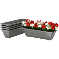BLUMENTÖPFE 5er-Set DE-10642 stapelbar & wetterfest Grau - Grau, Kunststoff (16cm) - ComfortXL