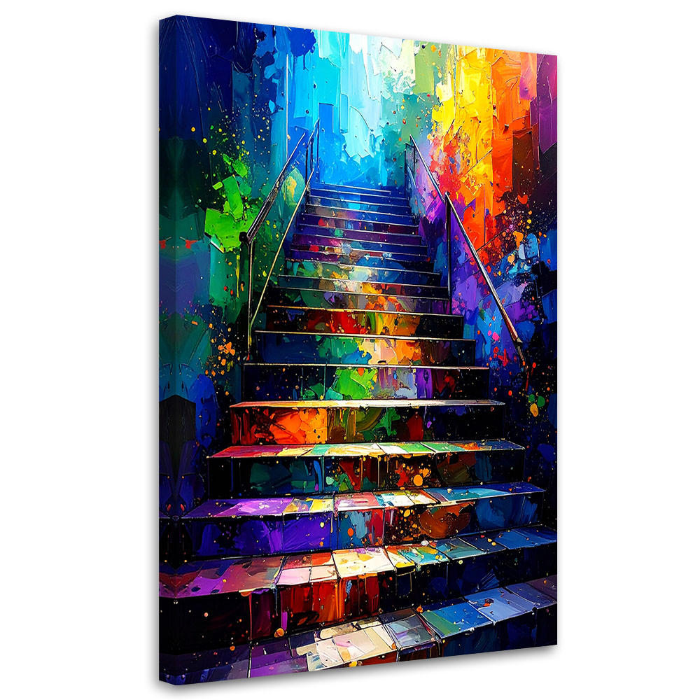 LEINWANDBILD Bunte Treppe Abstrakt 40x60cm - Multicolor, Textil (40/60cm) - Feeby