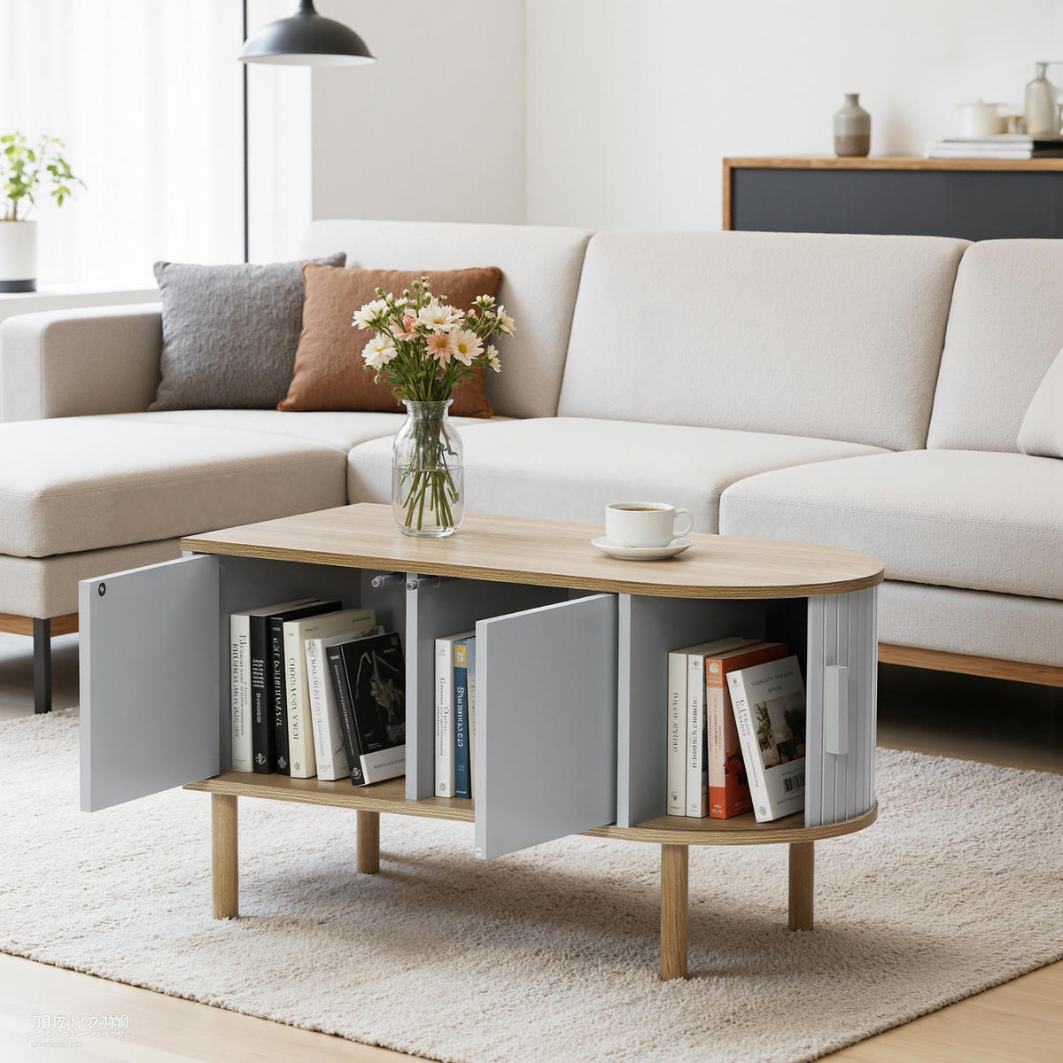 COUCHTISCH mit 2 Türen | B80 x T40 x H45 cm - Grau, Holzwerkstoff (40/80/45cm) - Hometopia