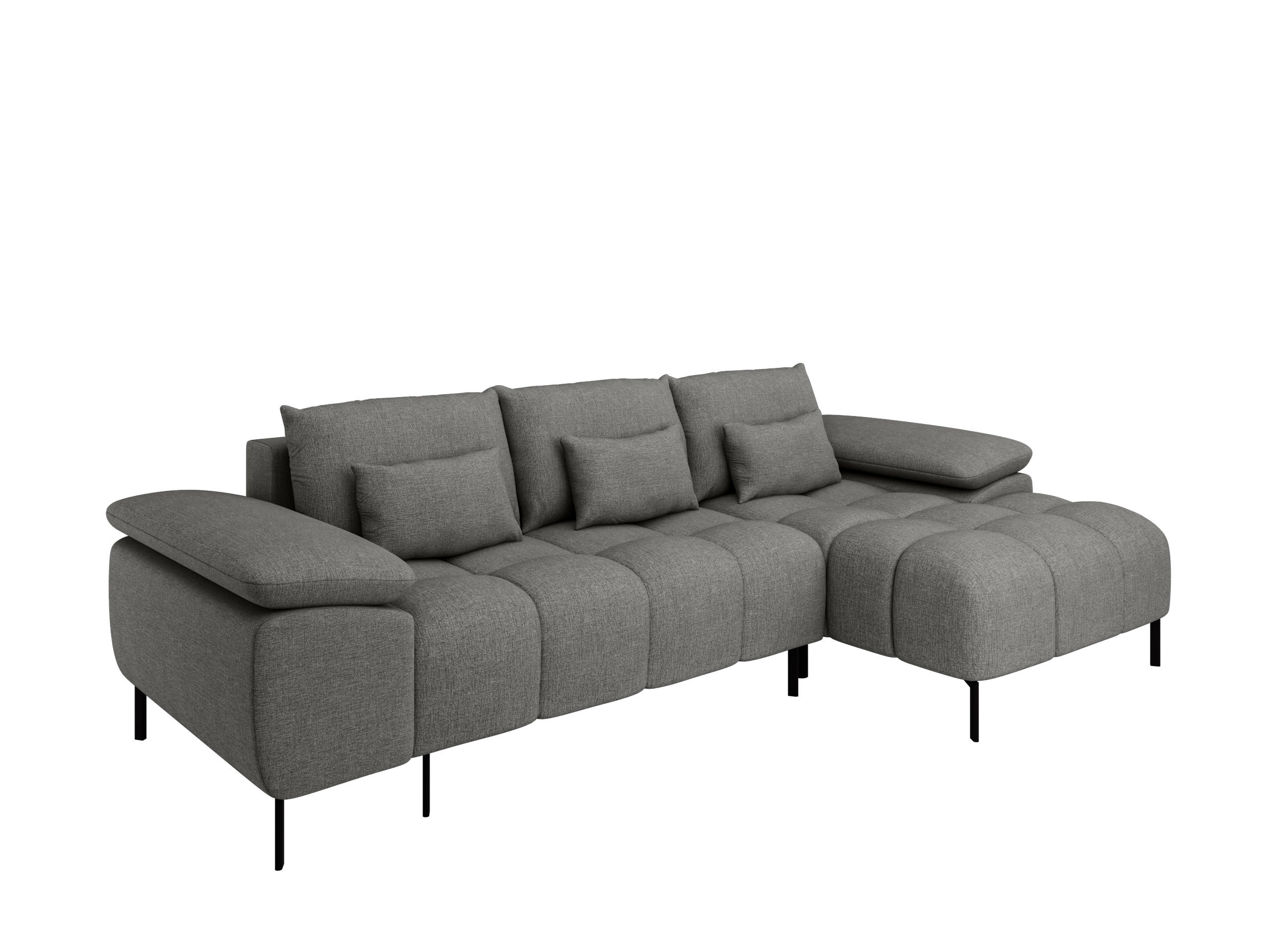 ECKSCHLAFSOFA 4-Sitzer DOLUS – Modernes Ecksofa mit Schlaffunktion Links montierbar, Graphitfarben - Graphitfarben, Holz (141/277cm) - Panda Möbel