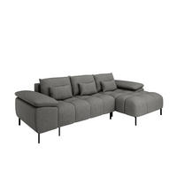 ECKSCHLAFSOFA 4-Sitzer DOLUS – Modernes Ecksofa mit Schlaffunktion Rechts montierbar, Graphitfarben - Graphitfarben, Holz (141/277cm) - Panda Möbel