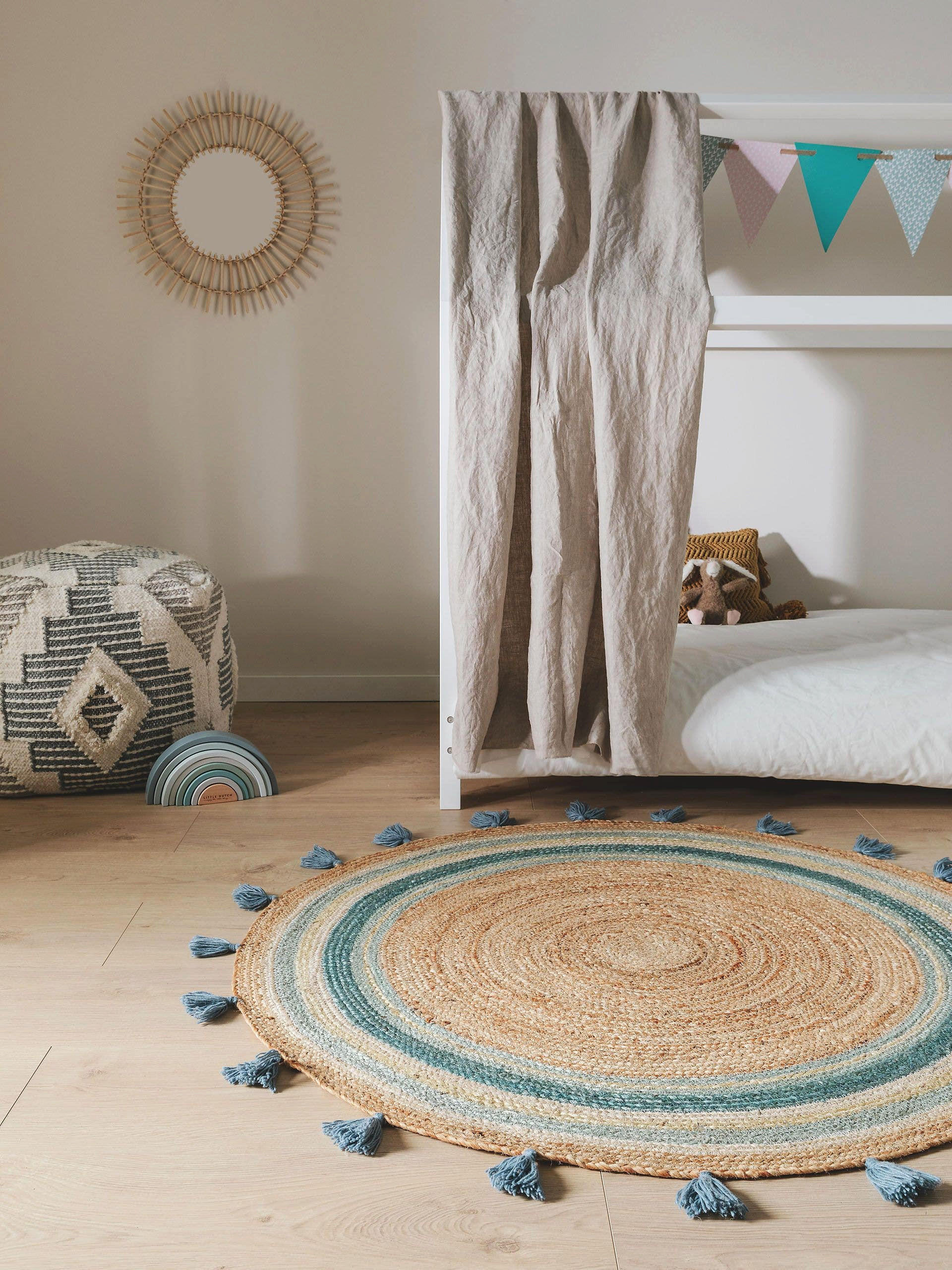 KINDERTEPPICH Lovis Türkis ø 115 cm rund - Türkis, Textil (115/115cm) - Lytte