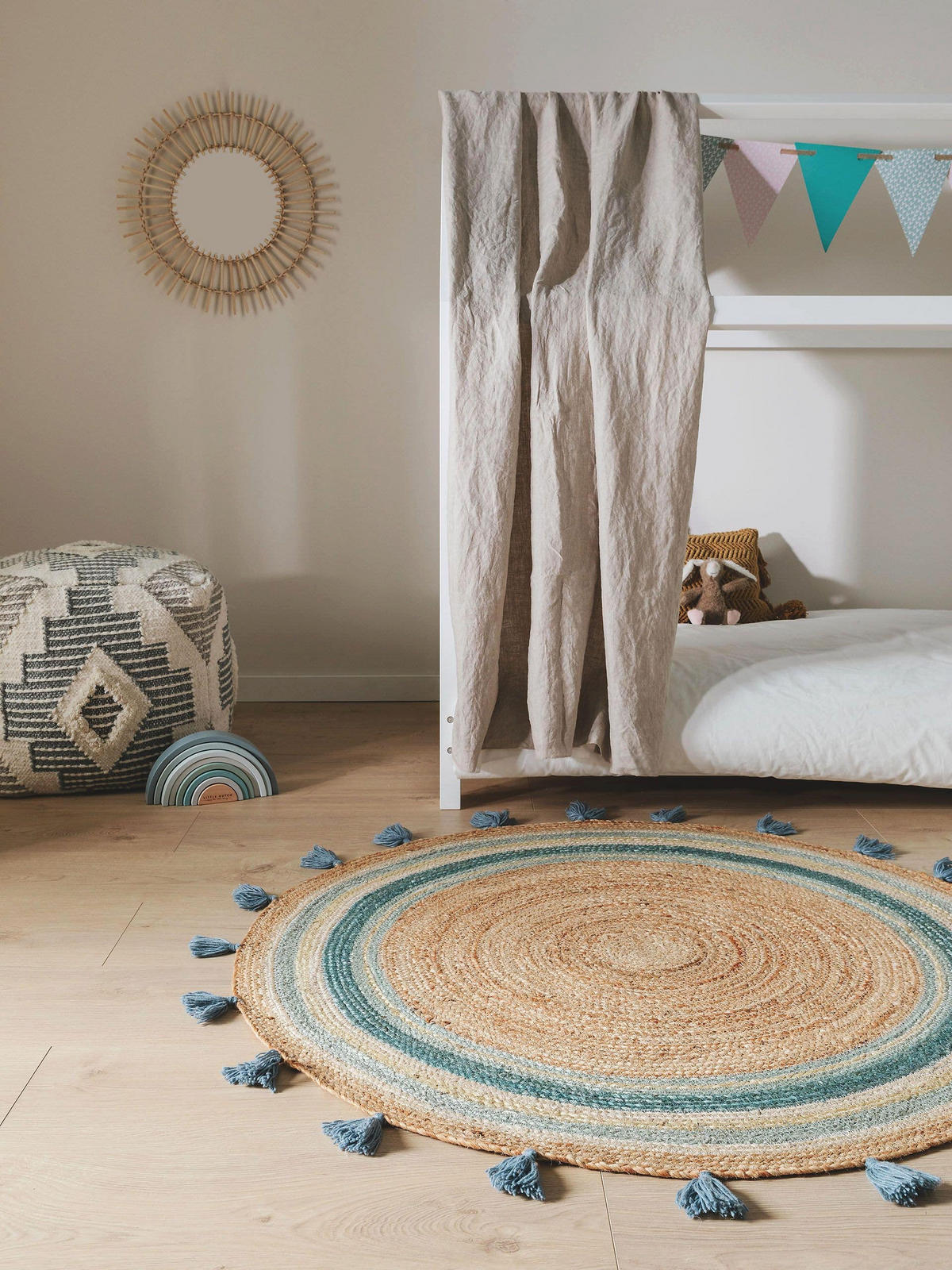 KINDERTEPPICH Lovis Türkis ø 115 cm rund - Türkis, Textil (115/115cm) - Lytte