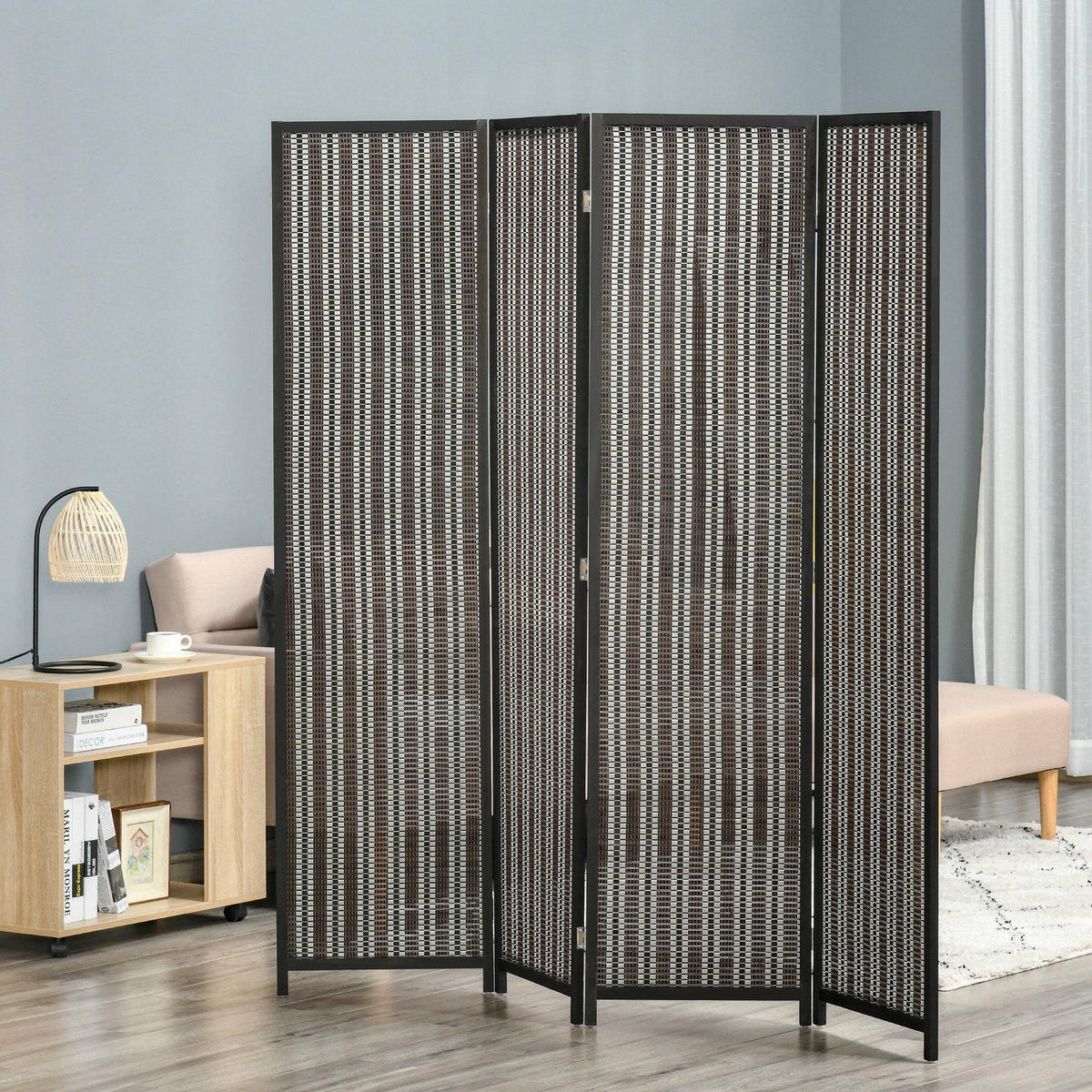 PARAVENT 4-teilig 180 x 180 cm, Braun - Braun, Holzwerkstoff (180/180/1.9cm) - HOMCOM