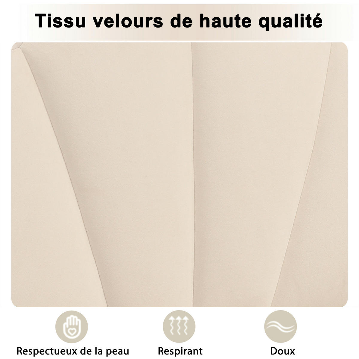 POLSTERBETT 140x190 Ohrform Kopfteil Höhenverstellbar Velours Beige - Beige, Textil - FLIEKS