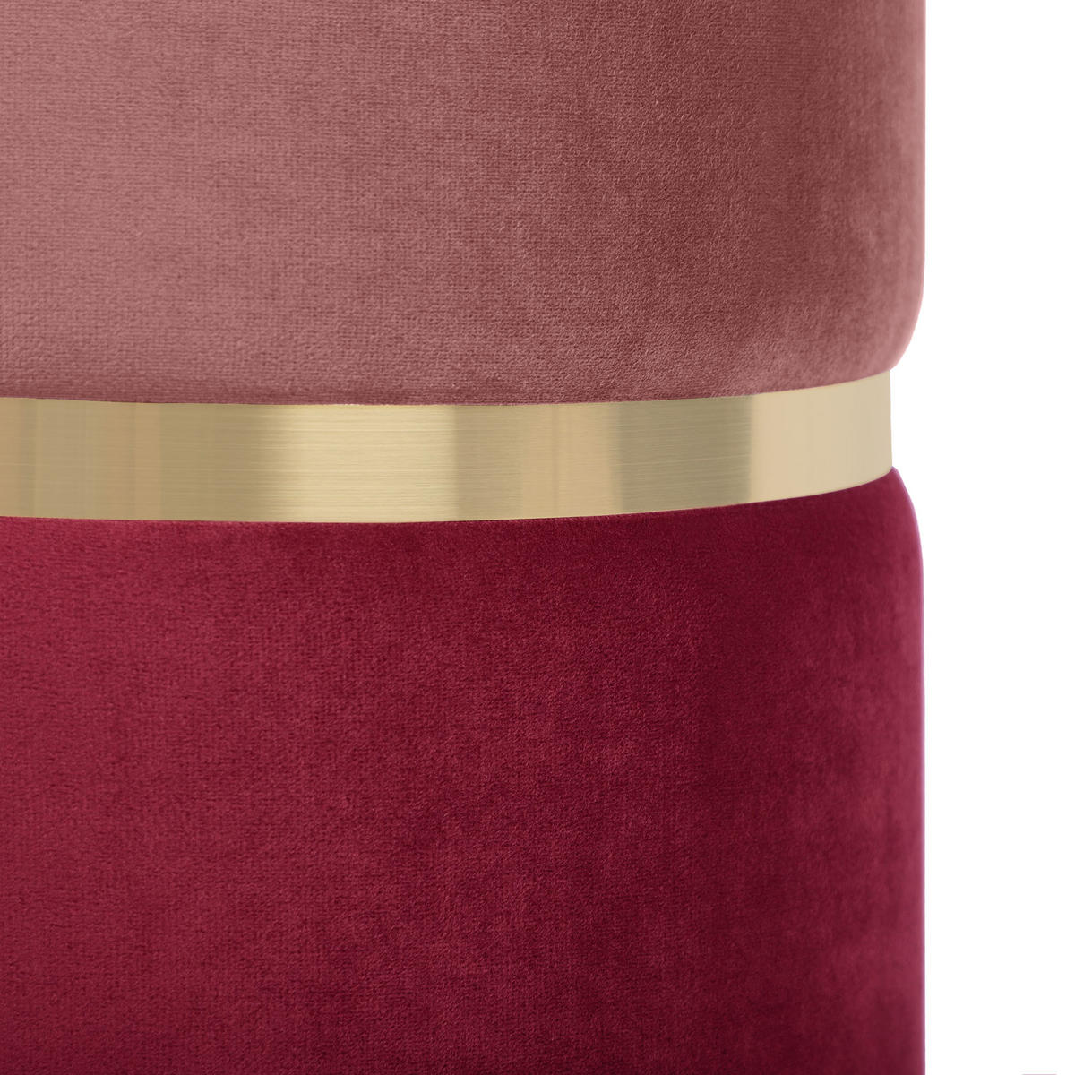 POUF Louise aus himbeerrosa Samt und goldfarbenem Metall - Pink, Holzwerkstoff/Textil (35/44/35cm) - Sicaan