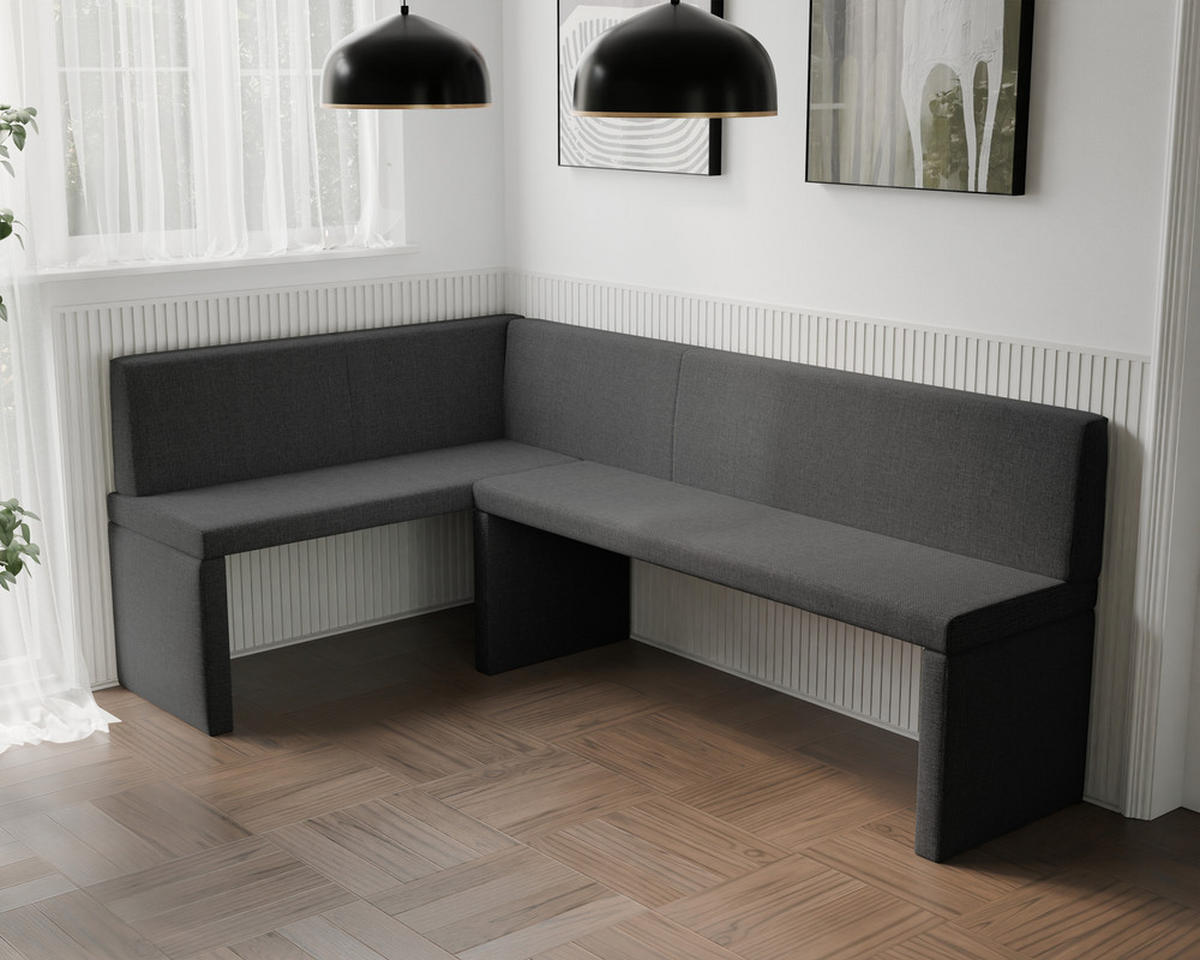 ECKBANK links OWEN Webstoff, 142/196 cm Anthrazit - Anthrazit, Holz/Textil (142/196cm) - Idohome