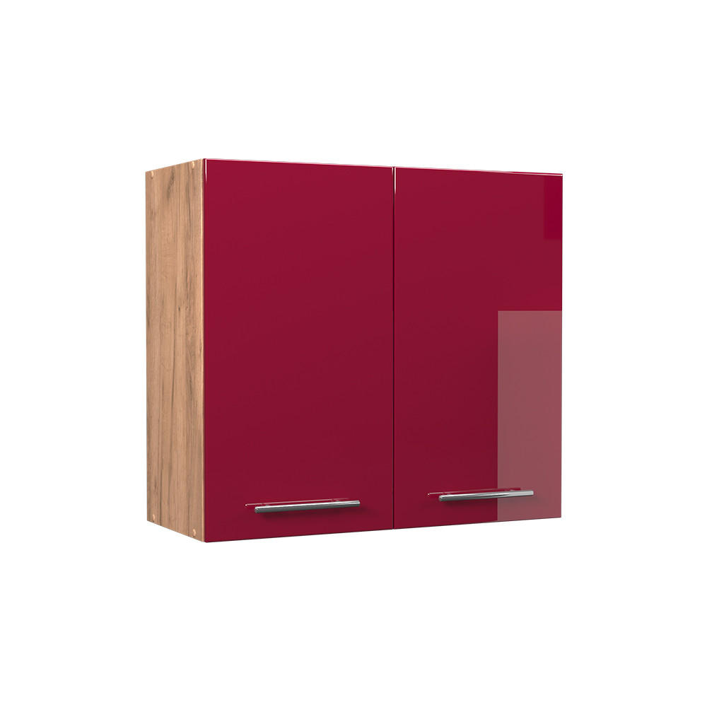 VÄGGSKÅP Fame-Line, Bordeaux högblank/Goldkraft ek, 80 cm Bordeaux, Honungsek 72/80/34.1 cm