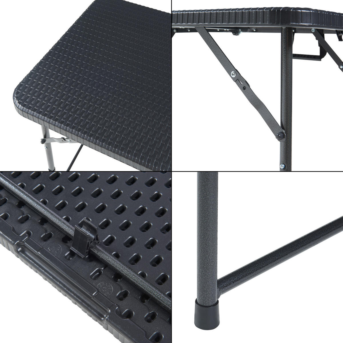 KLAPPTISCH Adelfia - Anthrazit, Kunststoff/Metall (120/60/90cm) - [en.casa]